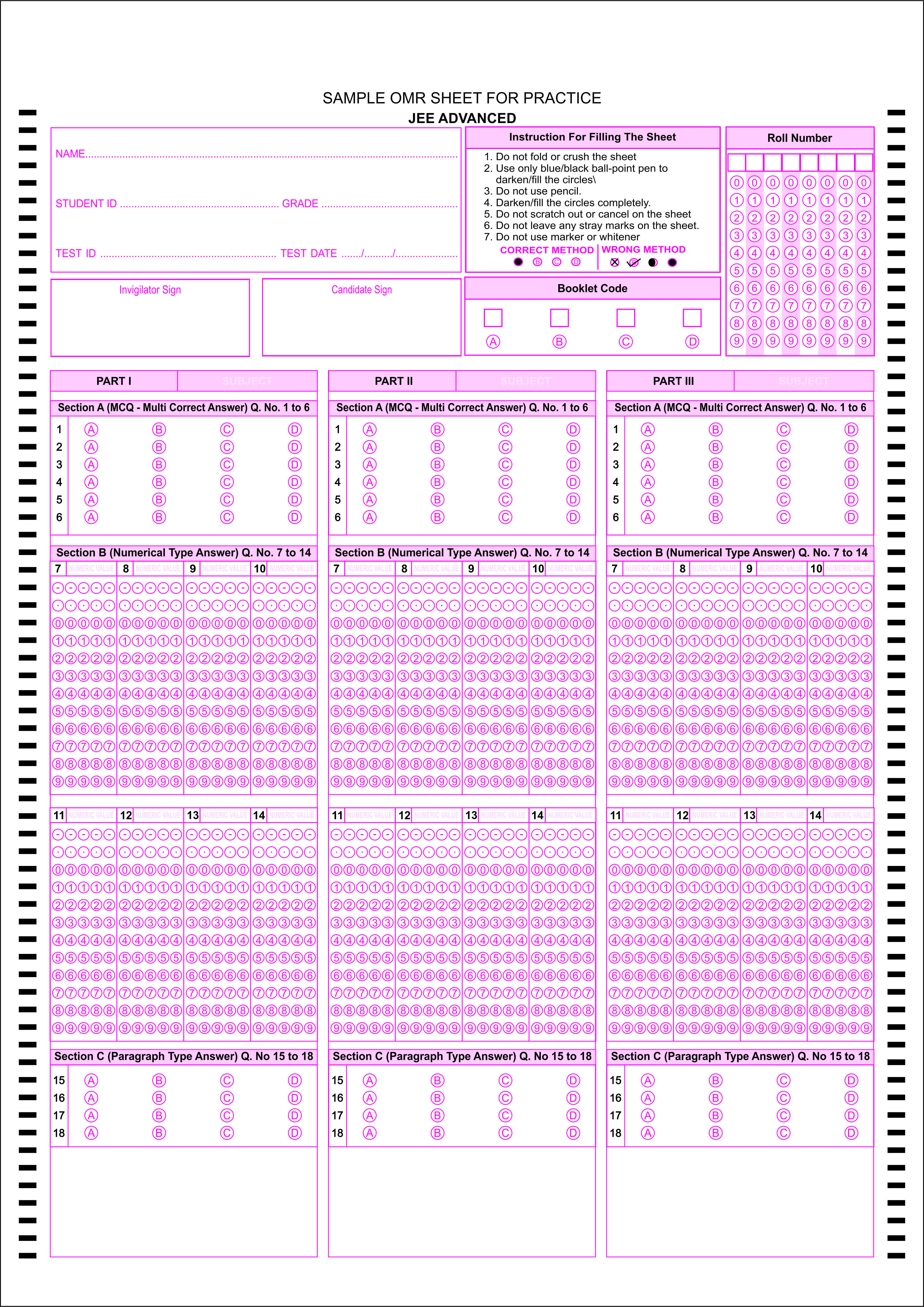 A4-jee-advanced-mcq-omr-sheet image